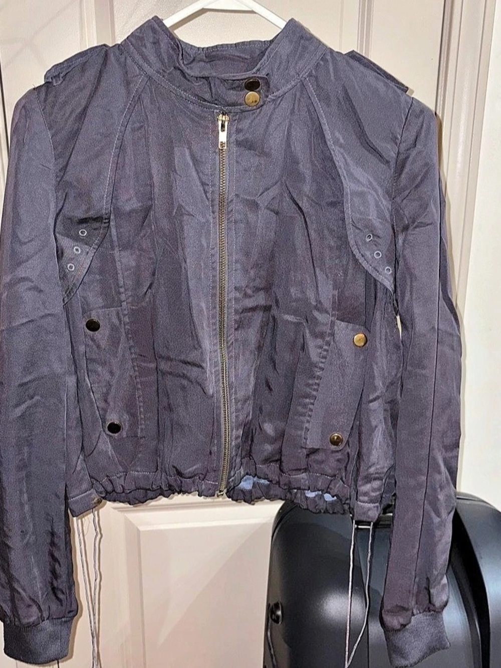 Daughters of the Liberation Women’s Gray Zip Front Short Jacket Pockets